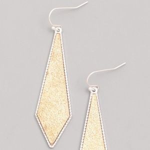 Gold Long Diamond Shape Shimmering Earrings
